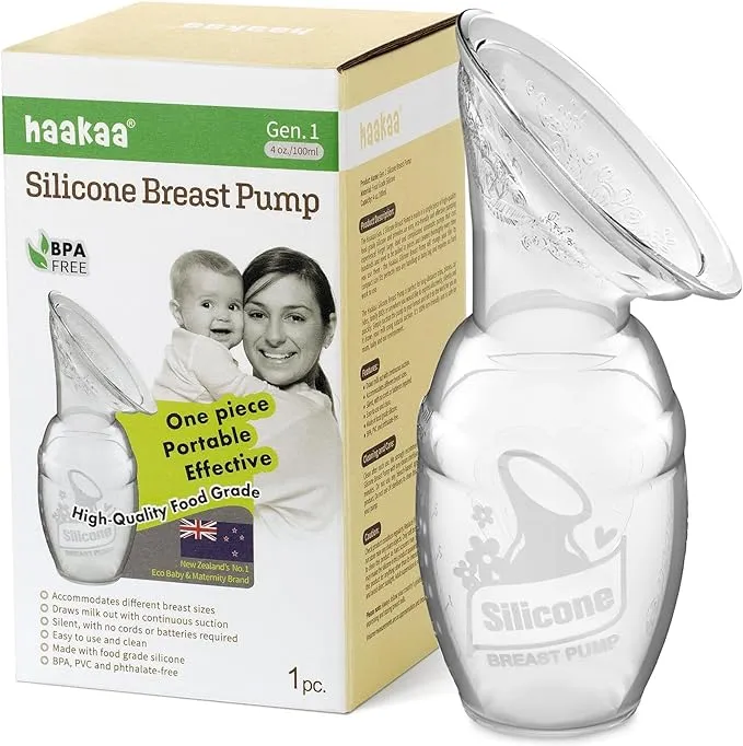 Haakaa Manual Breast Pump (One‑Piece Silicone)